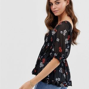 Free people Delta Dawn floral print Blouse • Peasant Style Square neck Top